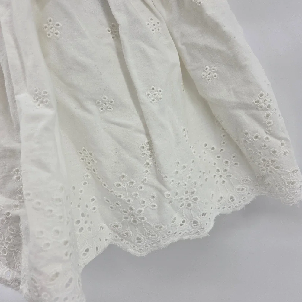 OshKosh B'gosh Girls Denim Ruffle Eyelet Sundress Overalls Dress 4T‎ New